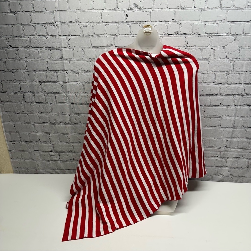 Dragonfly Red And White Striped Poncho Top Nwt — image 2 of 8